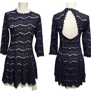 Trixxi Blue Lace Overlay Party Dress Juniors Size M